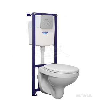 Альфа ПЭК подвесной унитаз + инсталляция + сиденье + панель хром