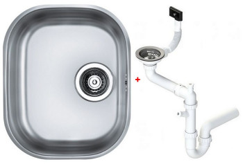 Alv 1009012 Variant 20 Мойка U, 1 чаша, 0,8 мм, SAT 3½", 420х340х175 мм+сифон 1130550