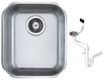 Alv 1009013 Variant 40 Мойка U, 1 чаша, 0,8 мм, SAT, 3½", 340х400х180 мм+сифон 1130550,