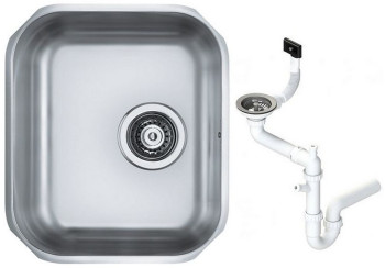 Alv 1009392 Variant 40 Мойка U, 1 чаша, 0,8 мм, SAT, 3½", 340х400х180 мм+сифон 1130550