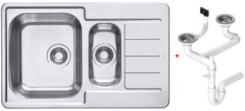 Alv 1089614 Line Maxim 70 Мойка I обор, 1½ чаши, 0,8 мм, SAT, 3½, 795х500х190 мм+сиф 1130555, шк 600