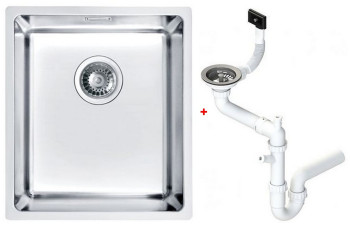 Alv 1100234 Kombino 20 Мойка U, r15, 1 чаша, 1 мм, SAT, 3½", 340х400х195 мм+сифон 1130550, шк 400