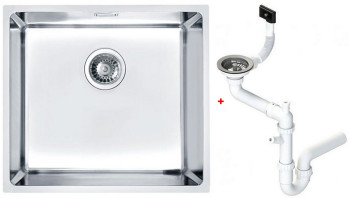 Alv 1100236 Kombino 40 Мойка U, r15, 1чаша, 1 мм, SAT, 3½", 488х438х195 мм+сифон 1130550, шк 500