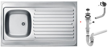 Alv 1108745 Classic 70 Мойка накладная обор. 0,6 мм, NAT-1½ 1000х600х155 мм+сифон 1011717, шкаф 1000