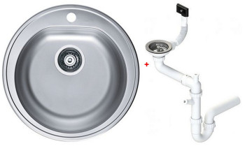 Alv 1116756 Form 30 Мойка I, 1 чаша, 0,7 мм, SAT, 3½", Ø510х185 мм,+сифон 1130550, шк 450