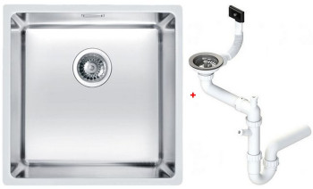 Alv 1118877 Kombino 30 Мойка F/S, r15, 1 чаша, 1 мм, KMB, 3½", 440х440х195 мм+сифон 1130550, шк 450