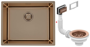 Alv 1120903 Kombino 50 Mon Copp Мойка F/S, r15, 1 чаша, 1 мм, SAT, 3½", 542х442х195 мм+выпуск шк 600