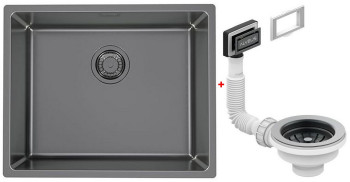 Alv 1122673 Kombino 50 Mon Ant Мойка U, r15, 1 чаша, 1 мм, SAT, 3½", 542х442х195 мм+выпуск шк 600