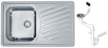 Alv 1126348 Elegant 30 Мойка врезная обор, 1 чаша 0,7 мм, SAT 3½, 810х510х190 мм+сифон, шк 450