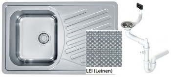 Alv 1126349 Elegant 30 Мойка врезная обор, 1 чаша 0,7 мм, LEI 3½, 810х510х190 мм+сифон, шк 450