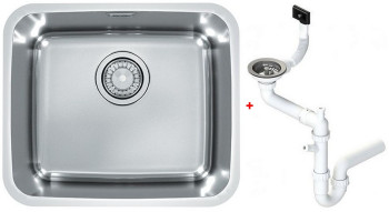 Alv 1128740 Luno 20 Мойка U, r40, 1 чаша, 0,8 мм, SAT, 3½", 340х400х180 мм+сифон 1130550