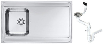 Alv 1130471 Classic Pro 70 Мойка накл. обор, 1 чаша, 0,8 мм, SAT, 3½, 1000х600х190 мм+сифон, шк 500