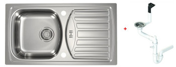 Alv 1136532 Basic 150 Мойка врезная обор., 0,5 мм, NAT, 3½" 780х435х150 мм + сифон 1130543, шкаф 450