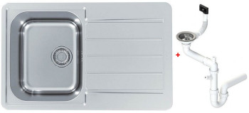 Alv 1136608 Line Max 80 Мойка I обор, 1 чаша, 0,7 мм, SAT, 3½", 790x500х190 мм+сифон 1130551, шк 500
