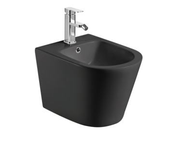 AQM2101MB Биде подвесное, цвет черный матовый, с отв под смеситель, с переливом 515x360x345мм