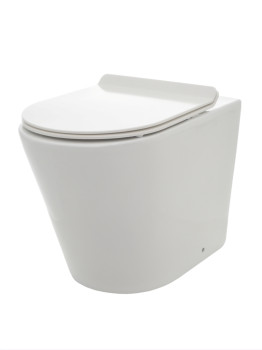 AQM3001 Унитаз напольный приставной Rimless + сиденье SoftClose, 580x370x430