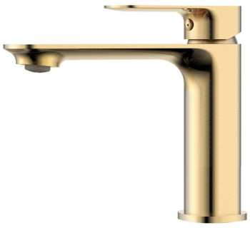 AQM6310BG Monza Смеситель для раковины 105 мм, гладкий, подводка ½", Brushed gold