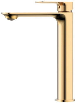 AQM6314BG Monza Смеситель для свободностоящей раковины 221 мм, гладкий, подводка ½", Brushed gold