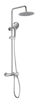 AQM8008CR Душ. сист. с терм. и изливом, Ø250, лейка 3 реж, высота 1100-1500мм, Хром