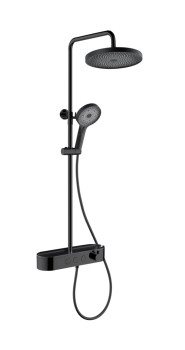 AQM8009B Душевая система со смесит. (верхн. душ 260мм, ручн. душ 3 режима, каскад. излив), черный