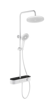 AQM8009W Душевая система со смесит. (верхн. душ 260мм, ручн. душ 3 режима, каскад. излив), цвет белы