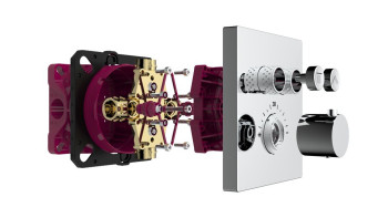 AQM8801CR Встраиваемый термостат с регулировкой напора на 2 потр., хром