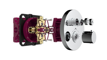 AQM8802CR Встраиваемый термостат с регулировкой напора на 2 потр., хром