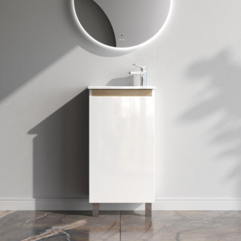 База под раковину, напольная, 45 см, 1 дверца, белый глянец