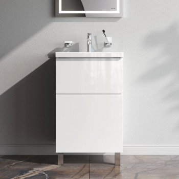 База под раковину, напольная, 50 см, 2 ящика push-to-open, белый глянец