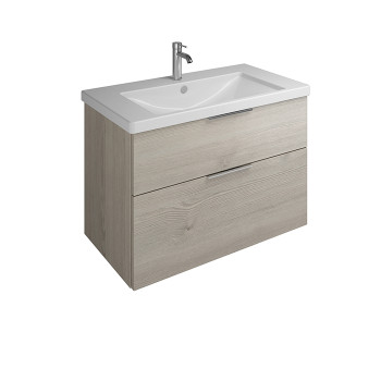 База подвесная с керамическим умывальником 930х490х645 мм. 2 ящика с ручкой желоб., c 1 отв под смес.   цвет фланелевый дубовый F2632