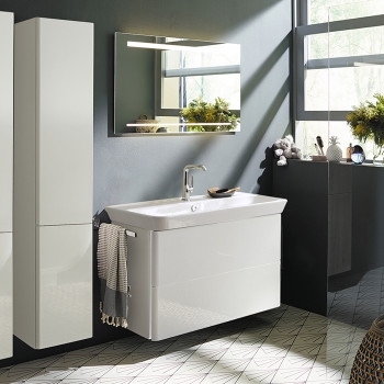 База подвесная с керамическим умывальником с 1 отв под смес. 1000х492х721 мм.2 выдв ящика, сифон в компл. F2833 белый глянц.