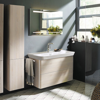 База подвесная с керамическим умывальником с 1 отв под смес. 1000х492х721 мм.2 выдв ящика, сифон в компл. F2835 дуб меринос