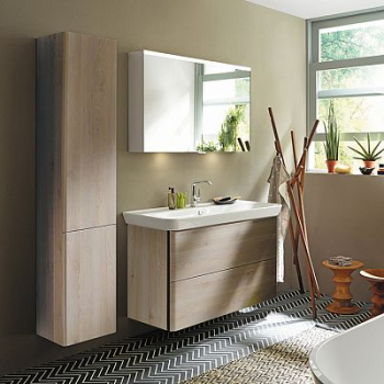 База подвесная с керамическим умывальником с 1 отв под смес. 1200х492х721 мм.2 выдв ящика, сифон в компл. F2834 фланелевый дубовый