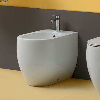 биде напольное приставное 56х37см, с 1 отв. под смеситель, с крепежом Wb5N в комплекте, цвет: белый