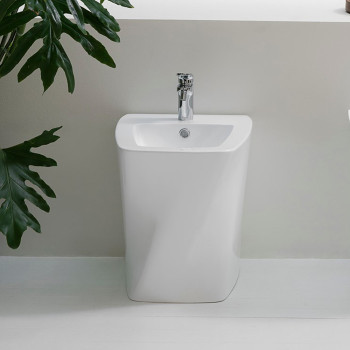 Биде напольное приставное 57х38х42 см, с 1 отв под смеситель, с крепежами, цвет: белый