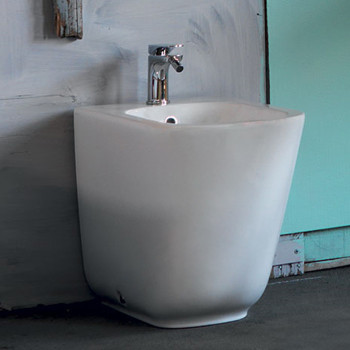 Биде напольное пристенное 54х35см, с 1 отв под смеситель, c креплением WB5N, цвет: белый матовый