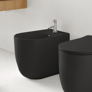 Биде напольное с 1 отв. под смеситель 55х35 см, с креплениями WB5N, цвет: черный матовый