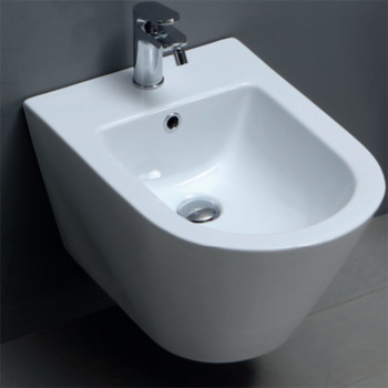 Биде подвесное 54х37х30,5см , с 1 отв под смеситель, цвет: белый