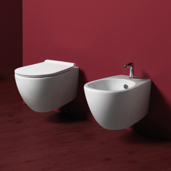 Биде подвесное 56х36,5см, с 1 отв. под смеситель, с крепежем F85, цвет: белый