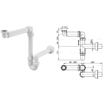CИФОН ДЛЯ УМЫВАЛЬНИКА ЭКОНОМЯЩИЙ ПРОСТРАНСТВО С НАКИДНОЙ ГАЙКОЙ 5/4, A434
