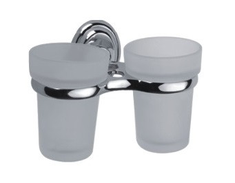 Держатель стакана HAIBA HB1508, двойной, матовое стекло, хром