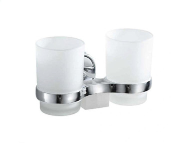 Держатель стакана HAIBA HB1908, двойной, матовое стекло, хром