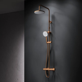 Душевая система с термостатом, розовое золото