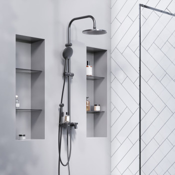 Душевая система с ванно-душевым смесителем-полкой и гигиеническим душем