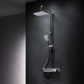 Душевая система с ванно-душевым смесителем-полкой и термостатом