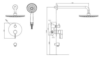 Душевая система скрытого монтажа, арт. Vessel Black Set_3in1, VODA