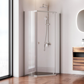 Душевое ограждение 90x90 см, пятиугольное, без поддона