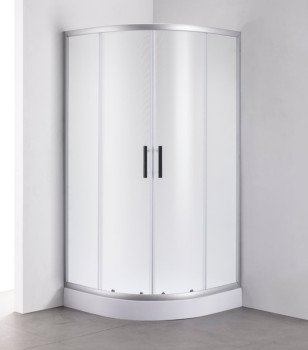 Душевой уголок с поддонном OLIVE S MINO полукруг матовое стекло 90х90х192.5, хром