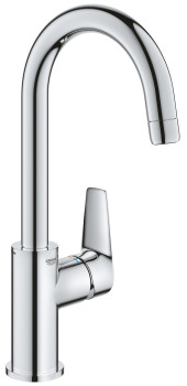 Grohe 23 911 001 BauEdge Смеситель для раковины 208 мм, PushOpen, ∩ излив, 5,7 л/мин