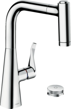 HG 73 826 000 Metris Select M71 Смеситель для кухни 220 мм, на 2 отв., 2 реж., выдвижной излив, M